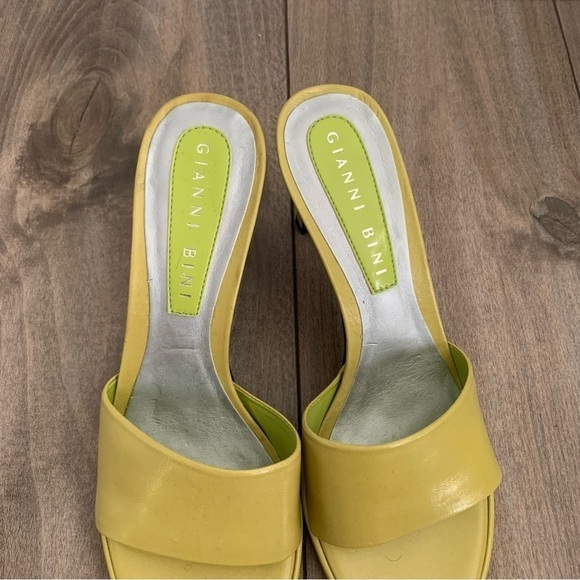 Vtg 90s Y2K Gianni Bini backless genuine leather slide heels green size 8 - Picture 5 of 6